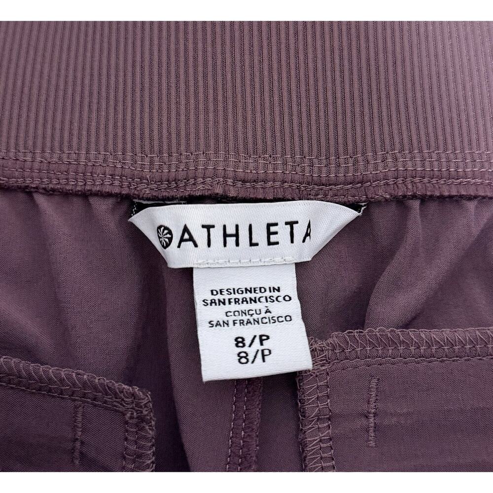 Athleta Brooklyn Ankle Pants Womens 8 Petite Mauve Zip Pockets Elastic Waist - Picture 8 of 10